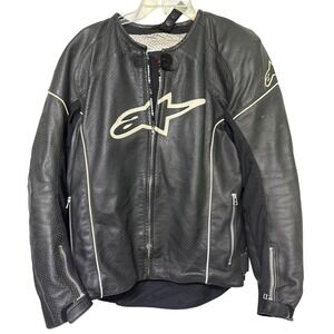 Alpinestars Men's Black Leather‎ Motorcycle Padded Racing Jacket